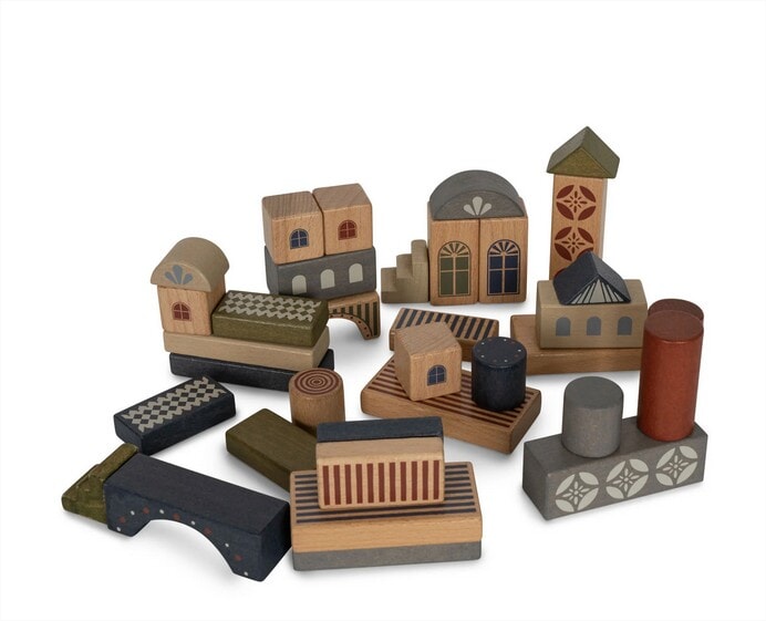 Wooden Building Blocks 34 Pcs Beige/Toffee Konges Sløjd