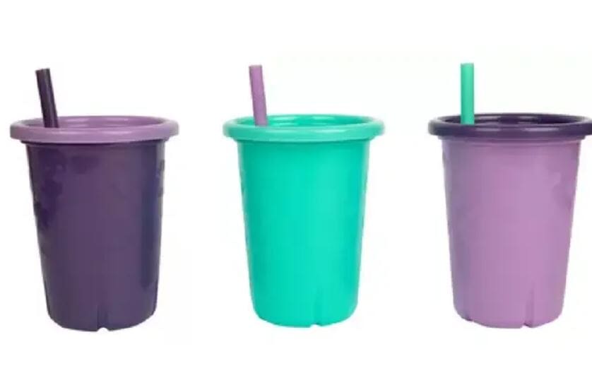 Set 3 Vasos c tapas y sorbitos Greengrown lila 10oz First Ye