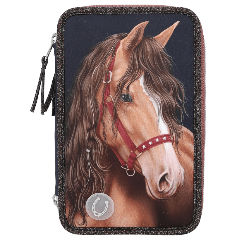 Cartuchera triple Miss Melody  LED GLITTER HORSE TopModel