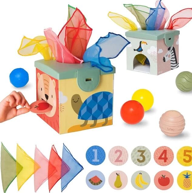 Caja magica bolas y trapitos Taf toys