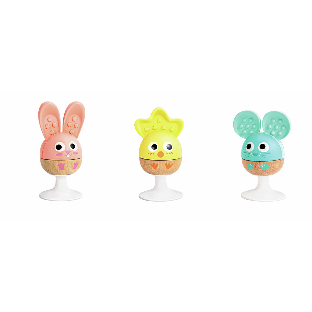 Set 3 Sonajero Mordillo Ventosa - Granja pastel Hape