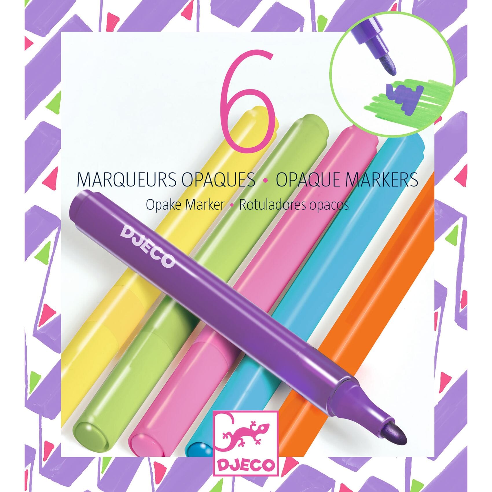 6 Opaque Markers - 80S Djeco