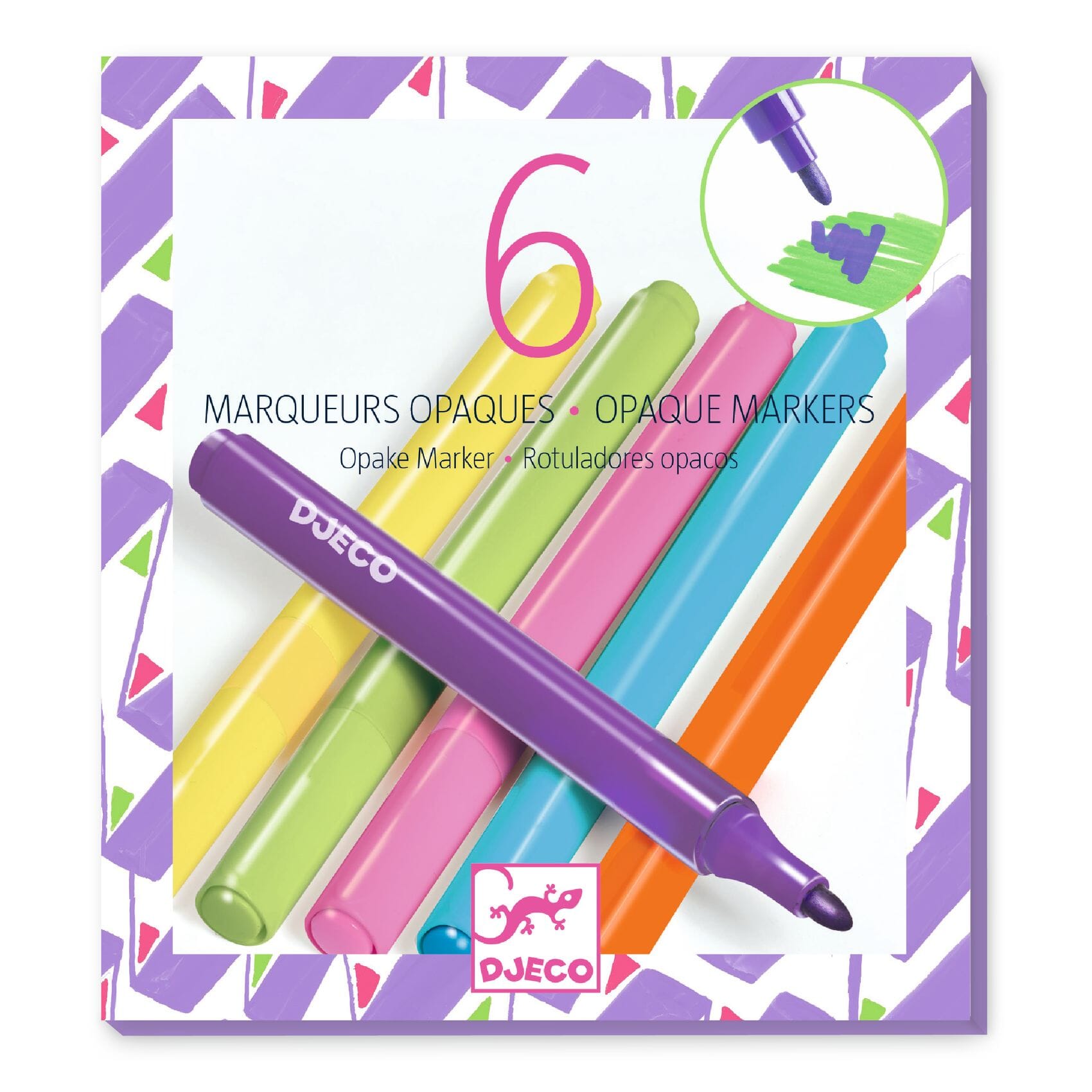 6 Opaque Markers - 80S Djeco