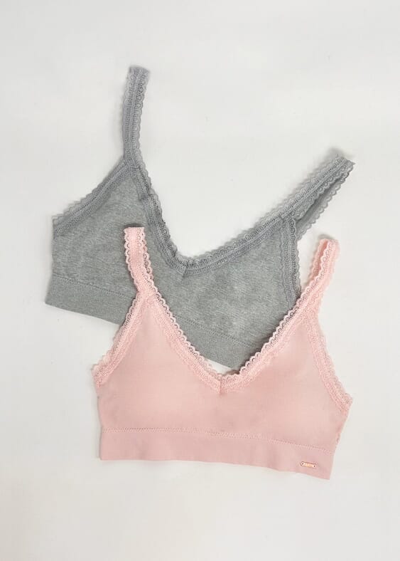 Kit de 2 soutienes top sin aro con y encaje