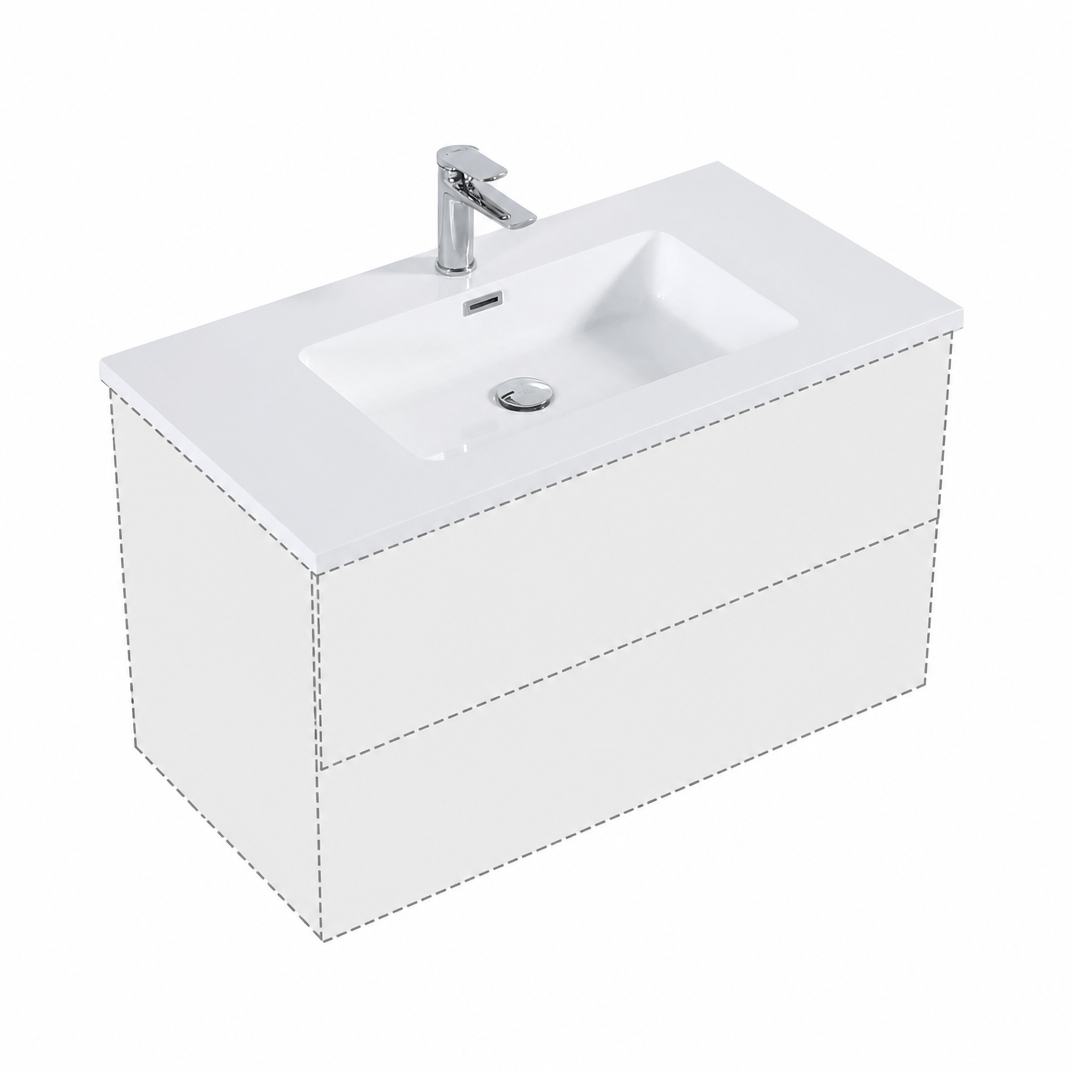 KLIPEN LUX 900 MESADA BLANCO RESINA C/VALVULA 900X480X150