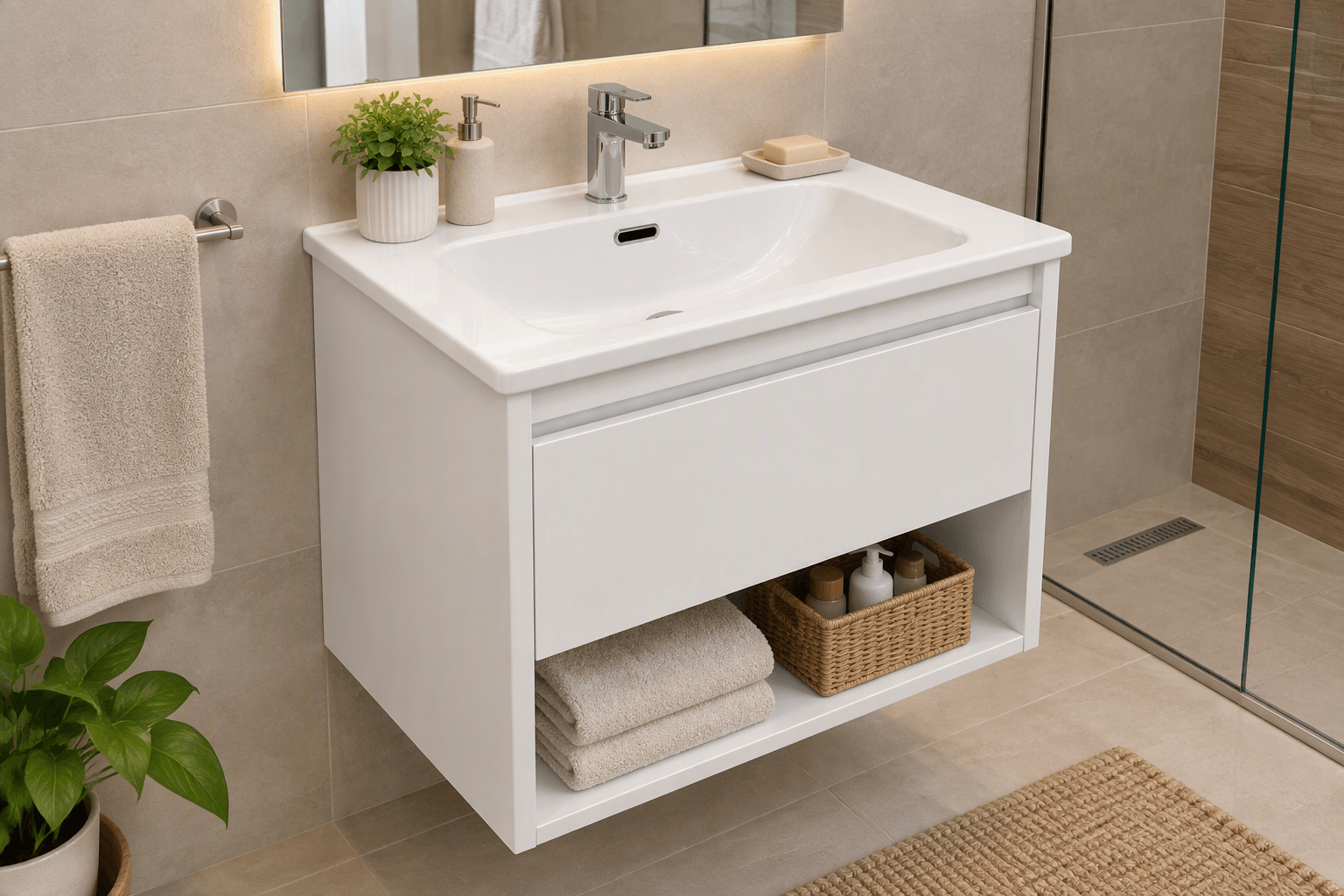 KLIPEN NARA MUEBLE C/CAJON 60X46X50 BLANCO SIN MESADA