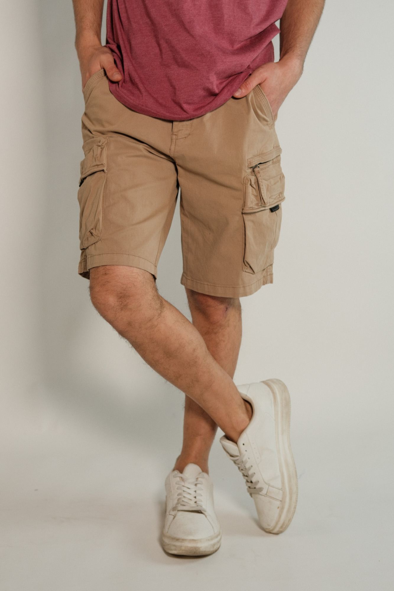 Bermuda cargo de gabardina con lycra y cordón de ajuste Arno
