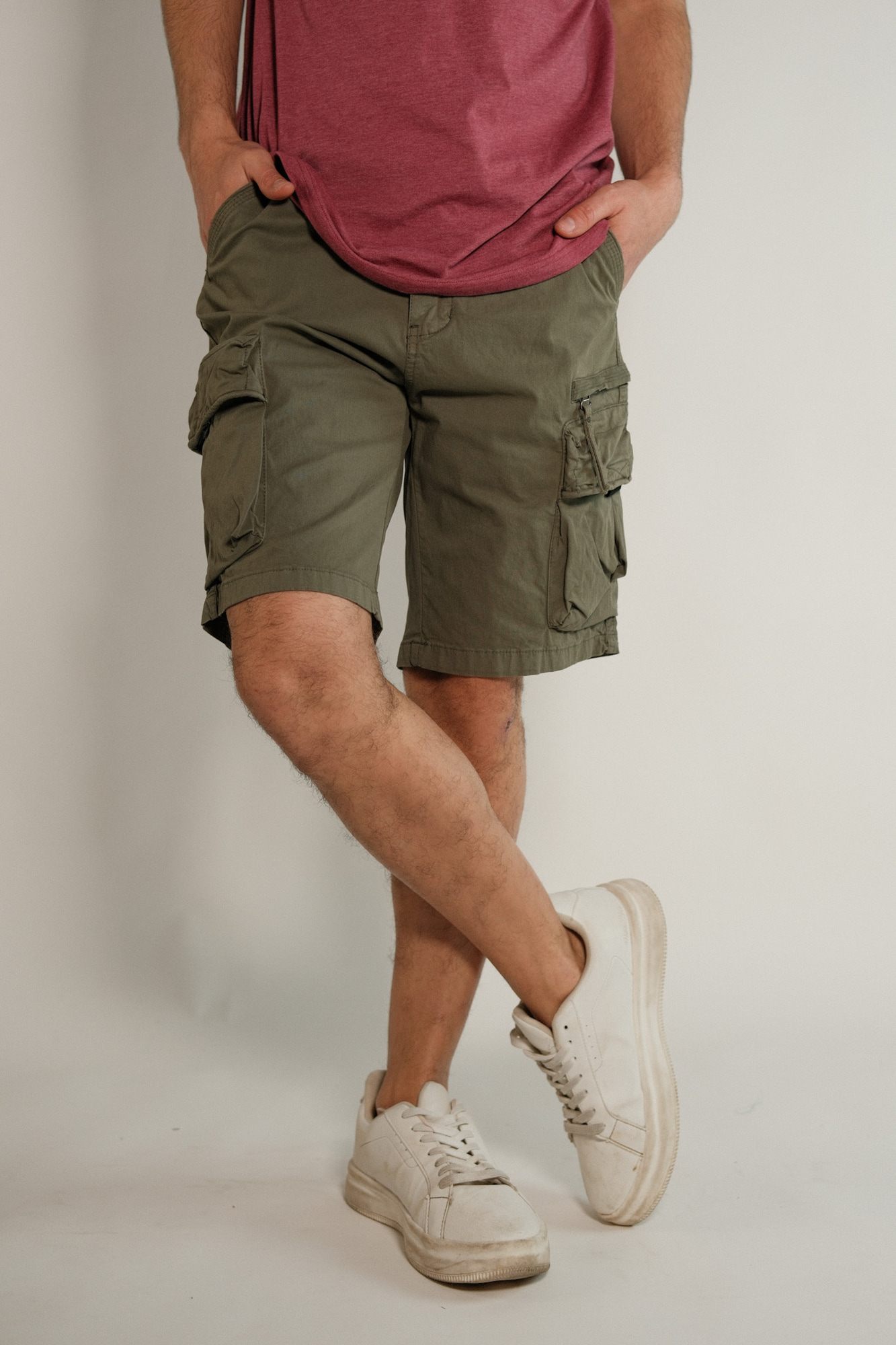 Bermuda cargo de gabardina con lycra y cordón de ajuste Arno