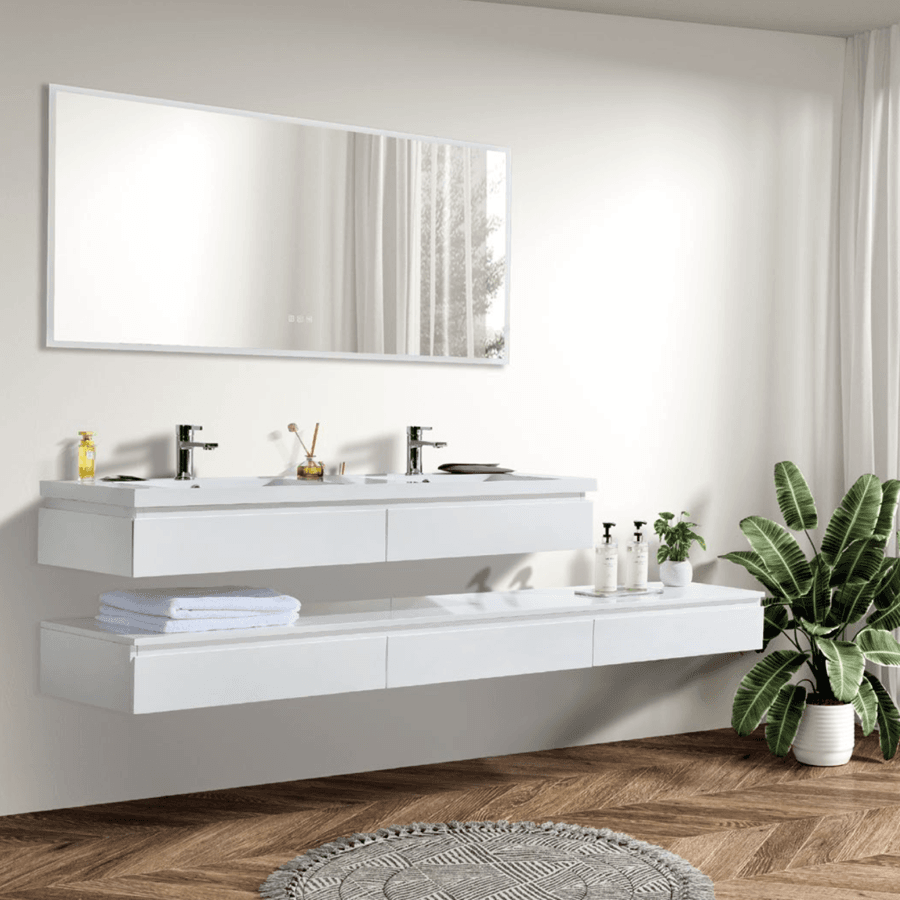Mueble con estantes + mesada doble white