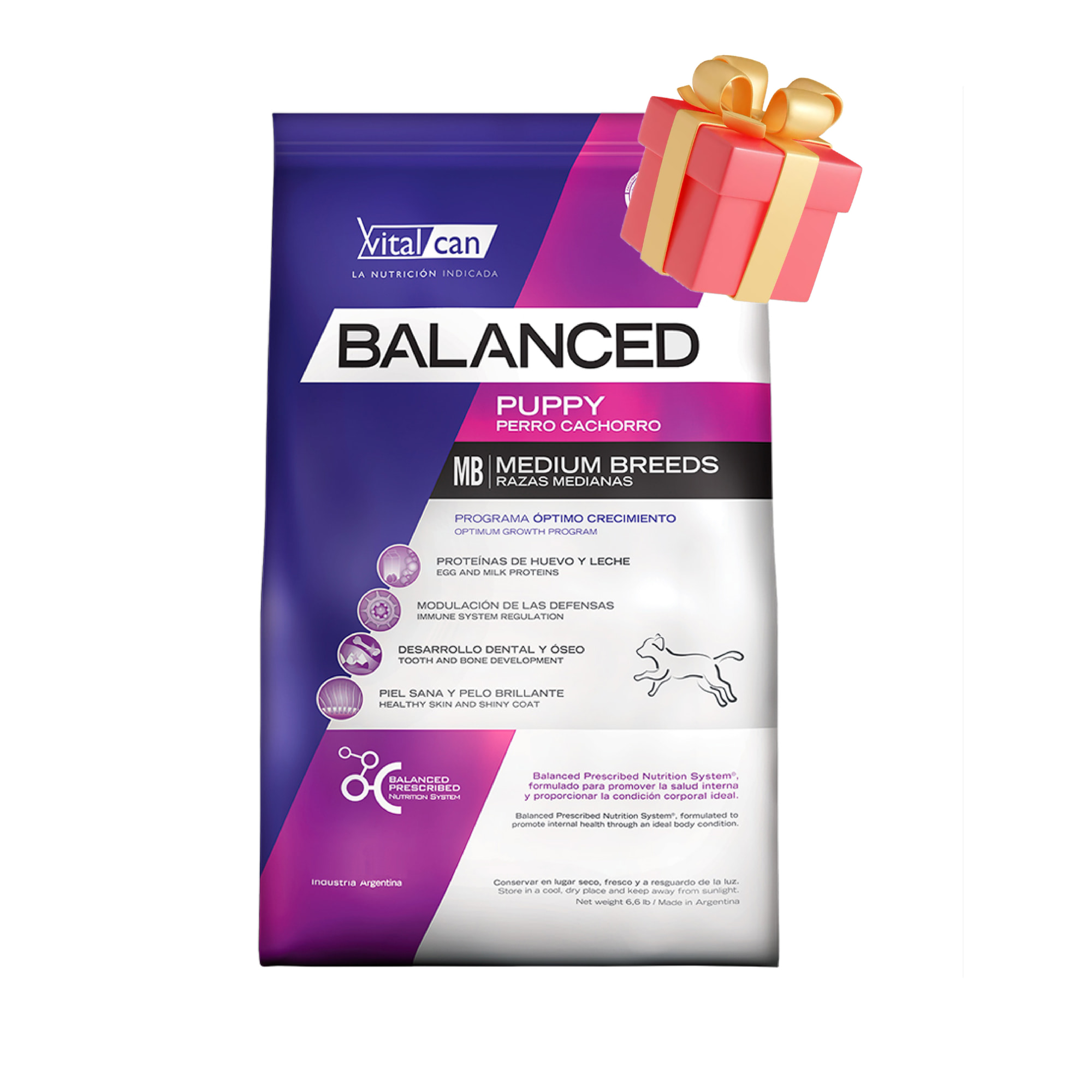 BALANCED Perro cachorro razas medianas 20kg + REGALO