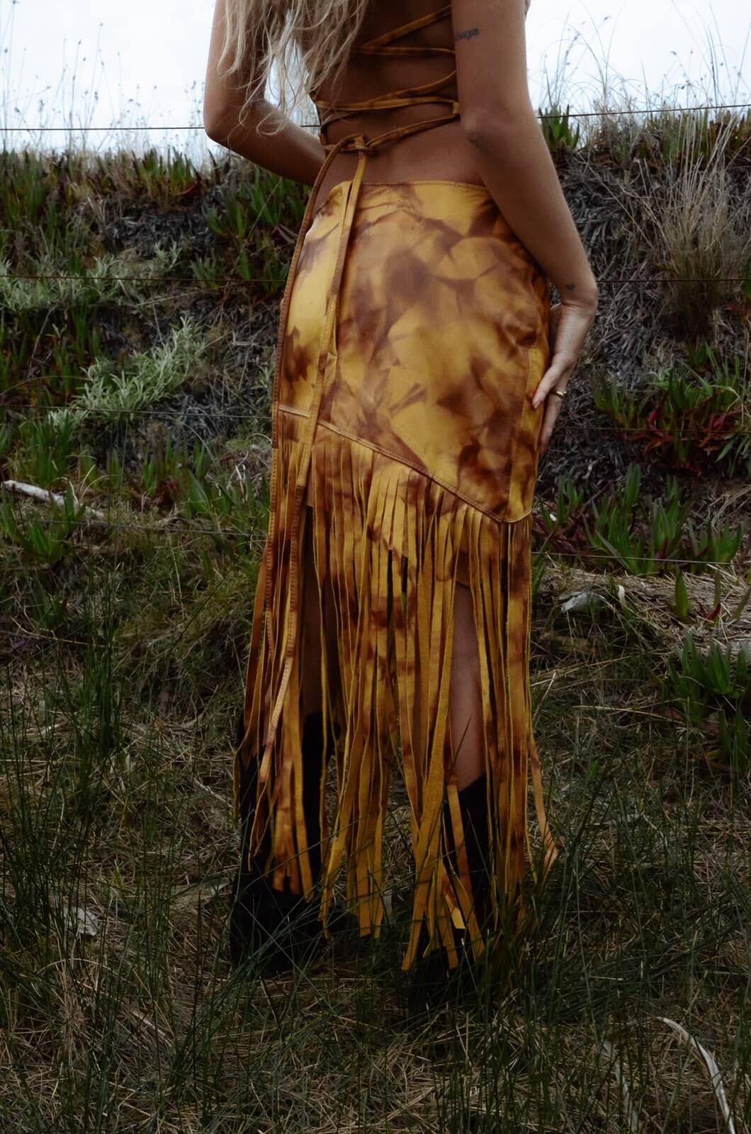 Leather Fringes Skirt Marmolado