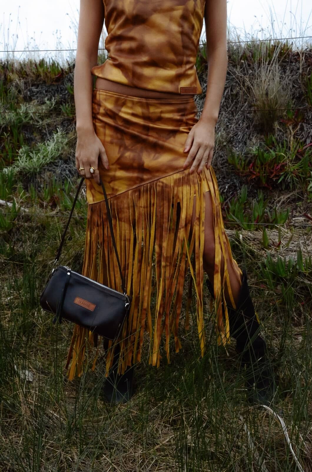 Leather Fringes Skirt Marmolado