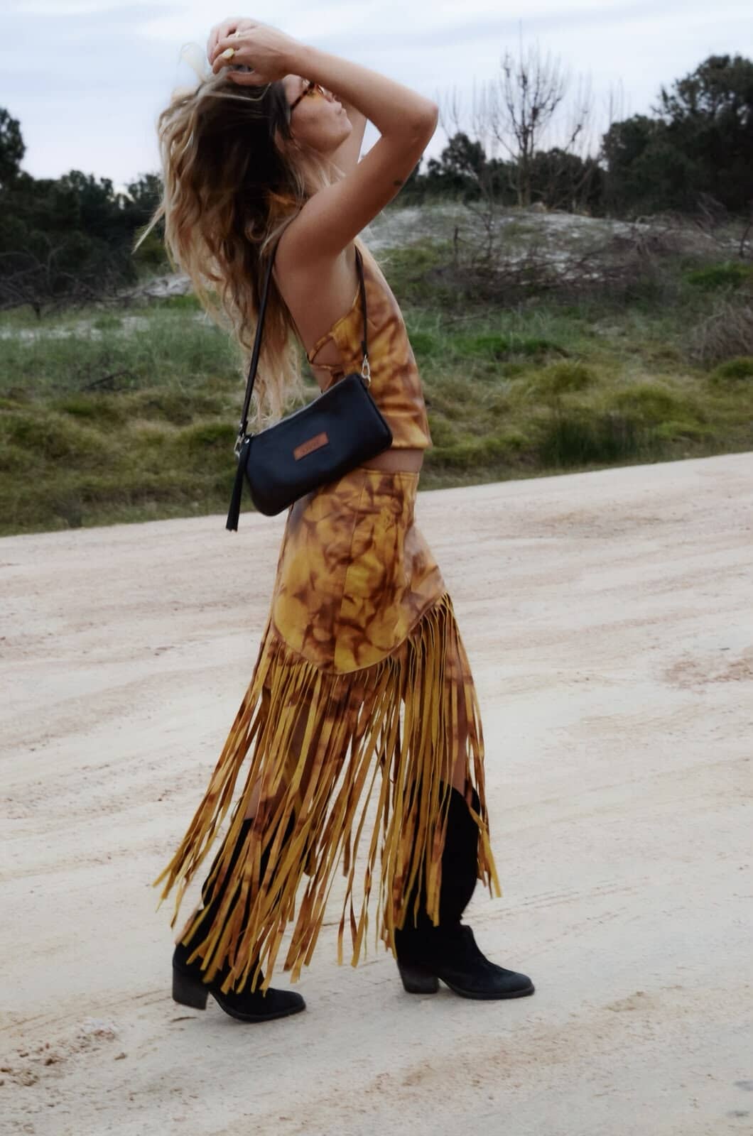 Leather Fringes Skirt Marmolado