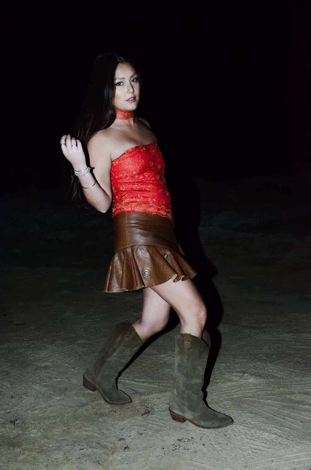 Leather Ruffle Skirt