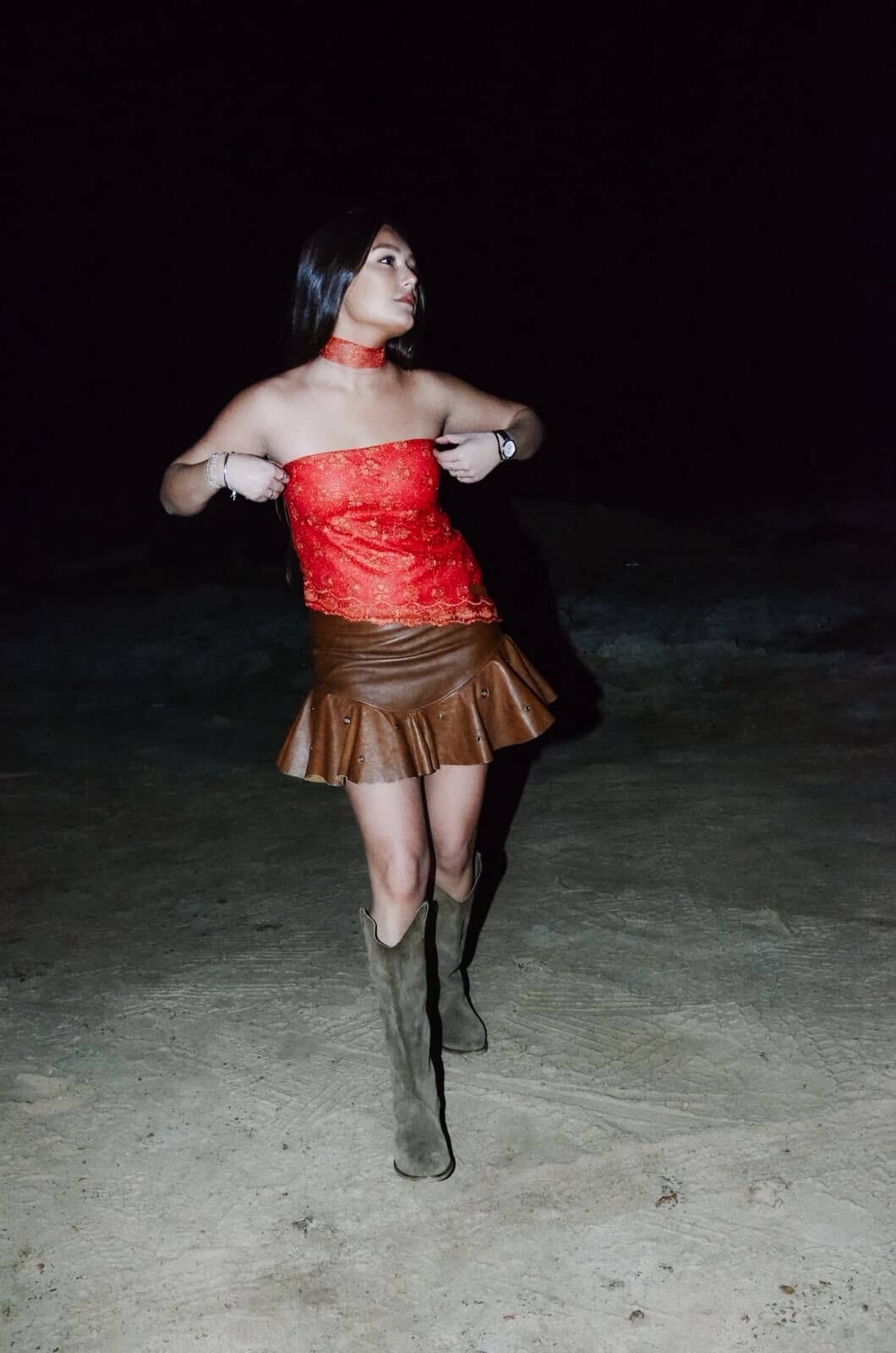 Leather Ruffle Skirt