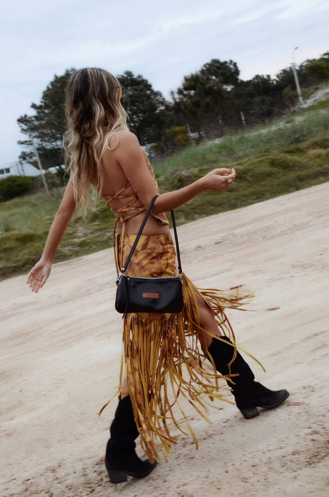 Leather Fringes Skirt Marmolado