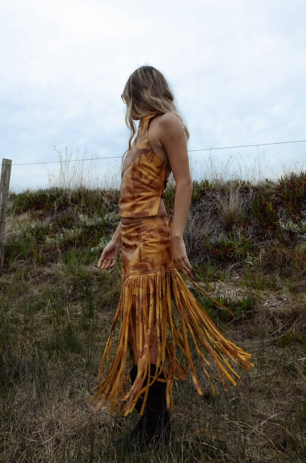 Leather Fringes Skirt Marmolado