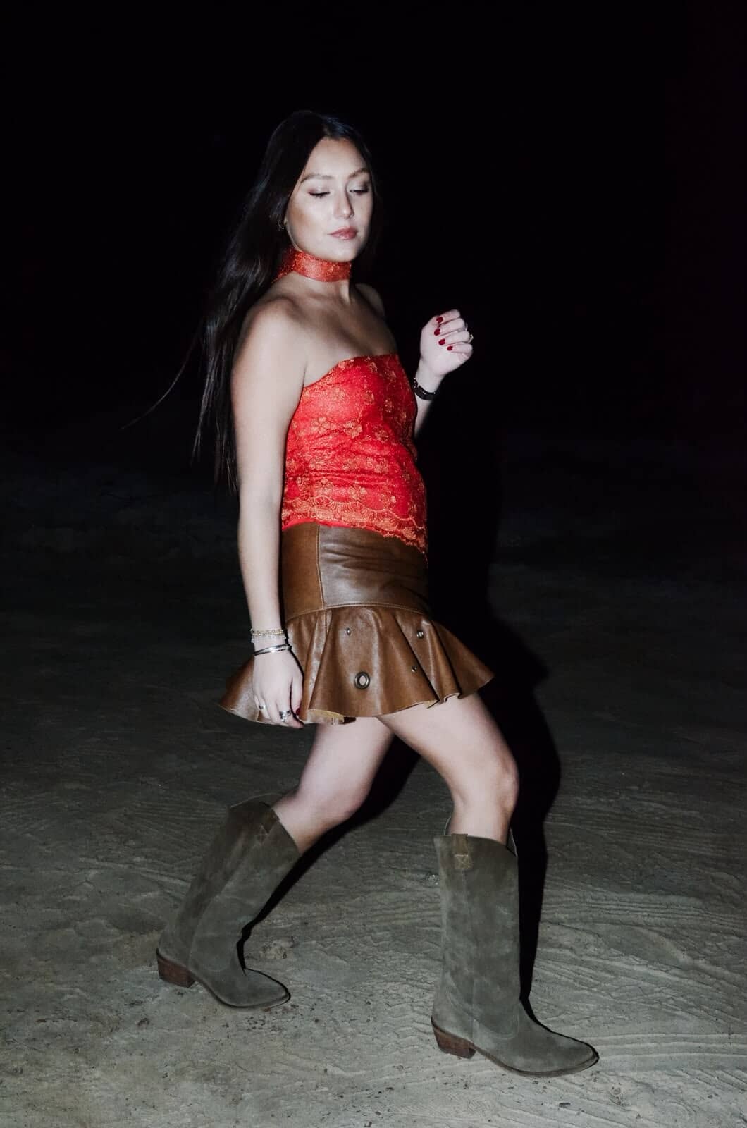 Leather Ruffle Skirt