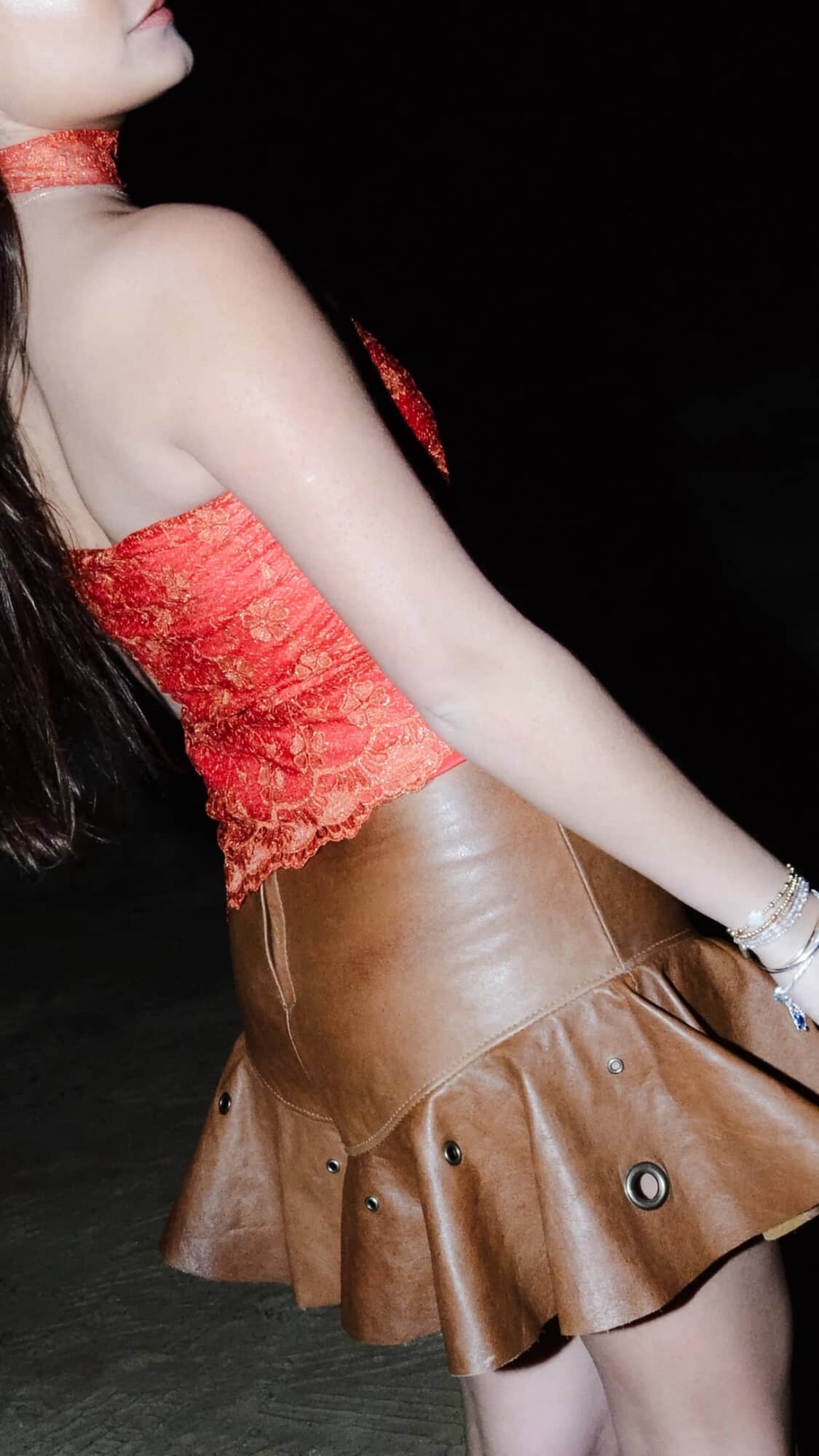 Leather Ruffle Skirt
