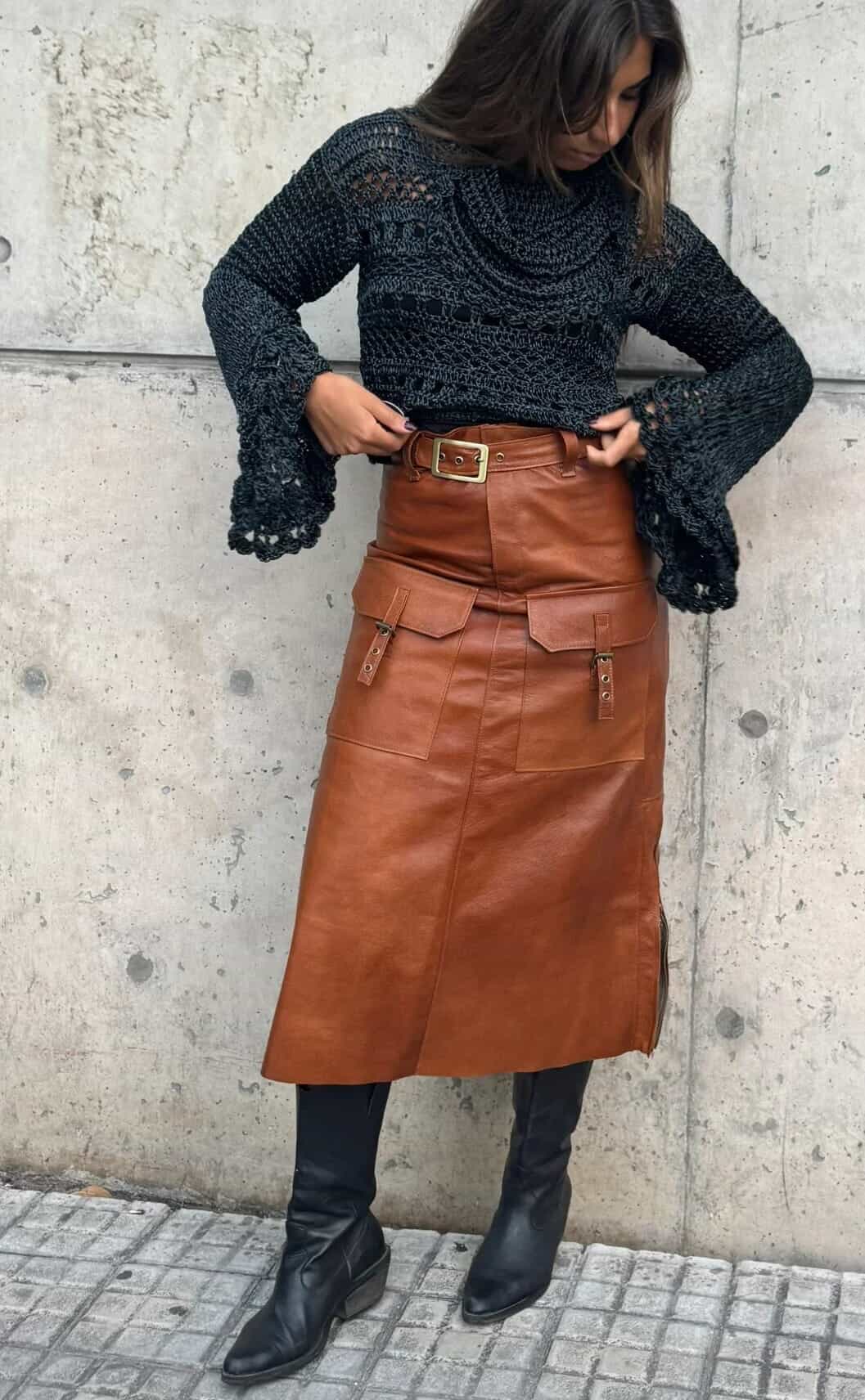 Leather Tajo Skirt