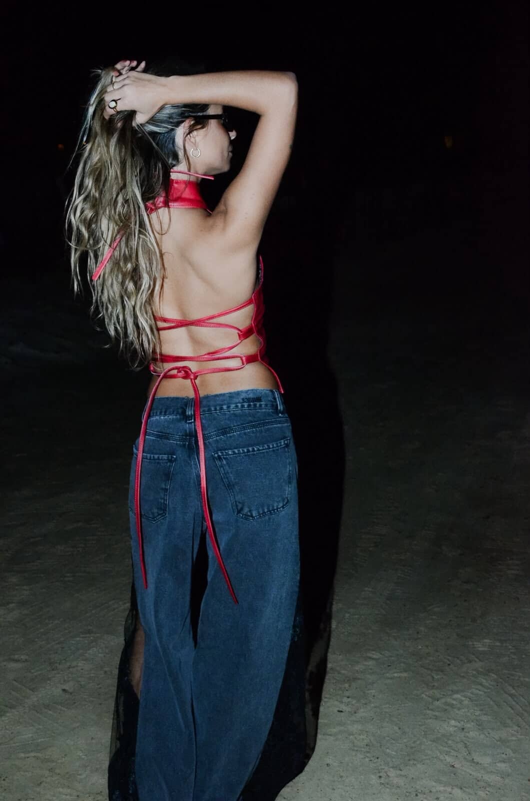 Leather Top Marmolado Rojo