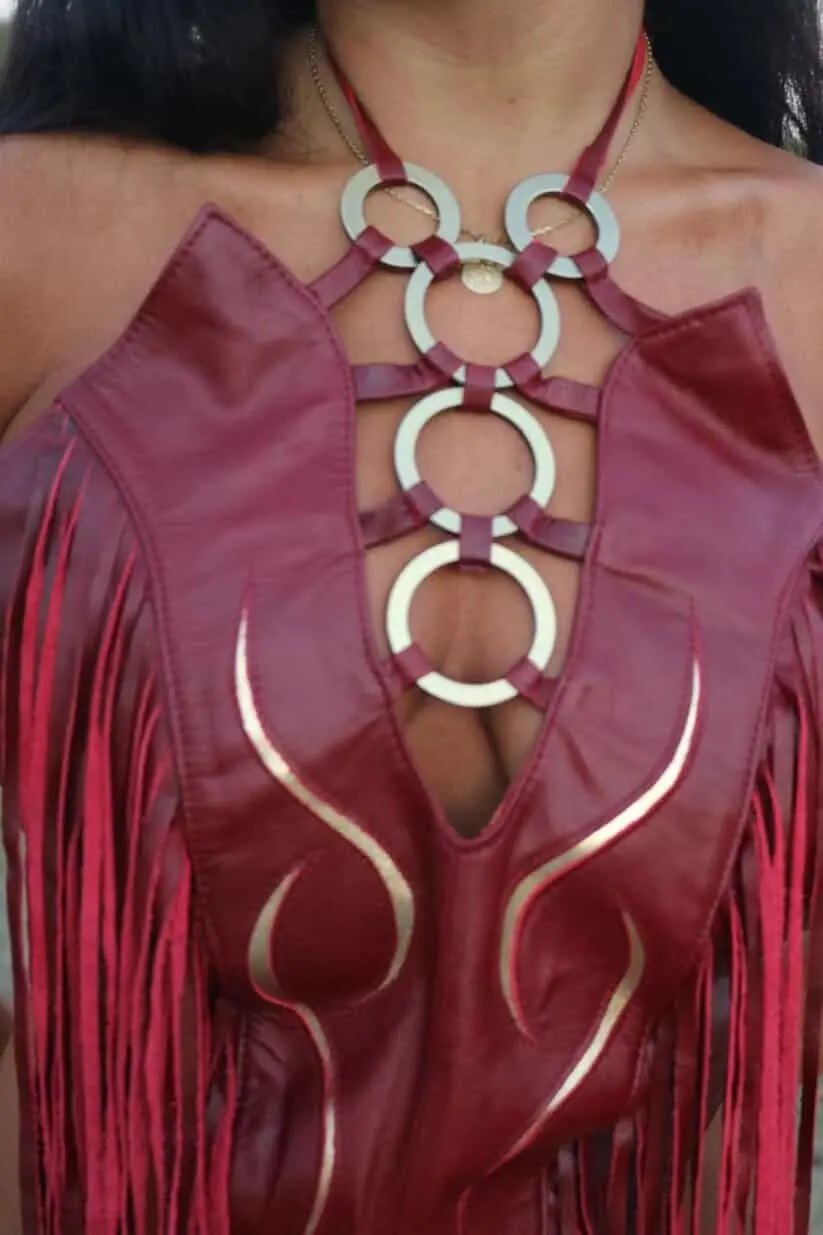 Red Velvet Leather Top