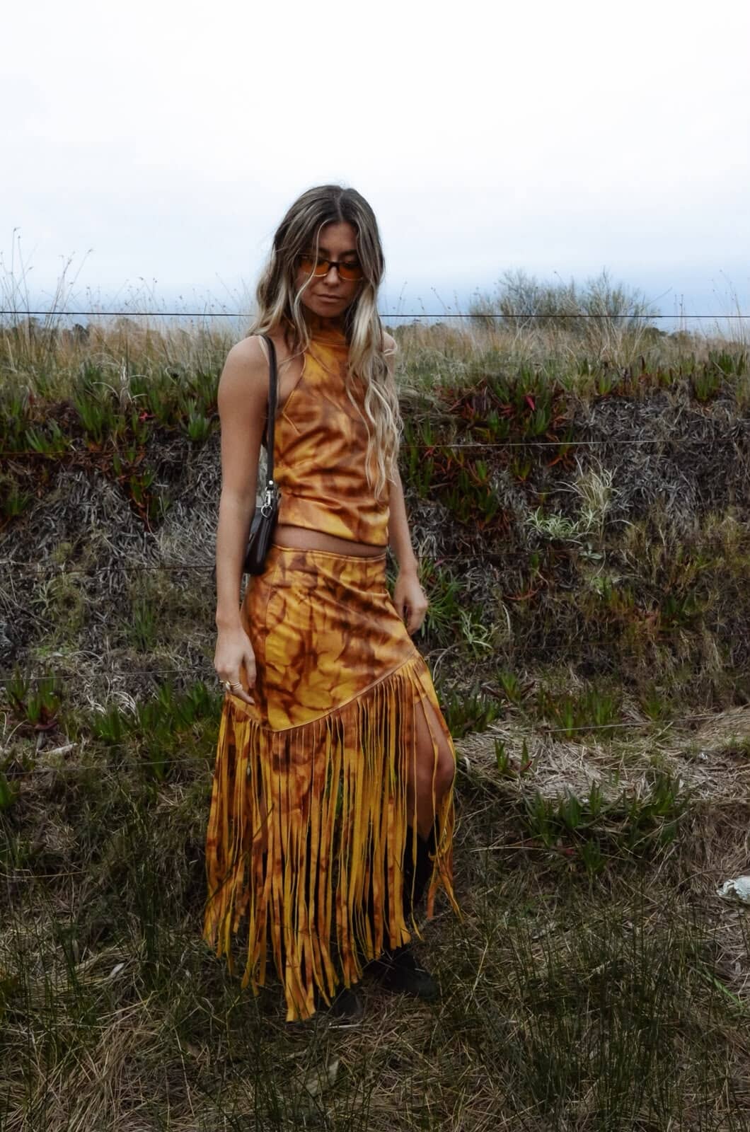 Leather Fringes Skirt Marmolado