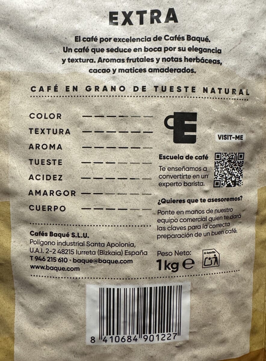 Cafe Baqué 1k En Grano Premium Seleccion Internacional Trex