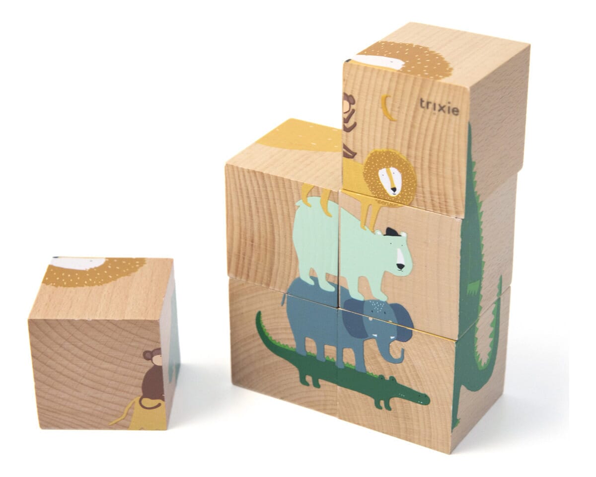 Puzzle Bloques Madera Armar Animales Trixie Infantil Trex