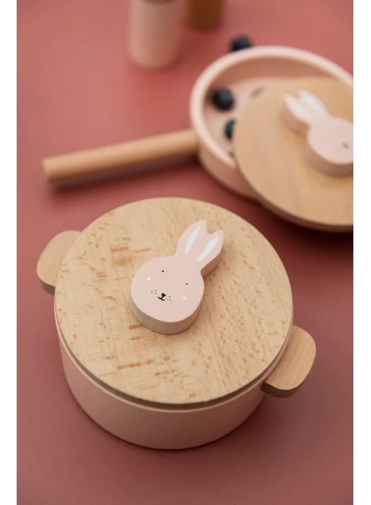 Juego Sartenes Ollas Set Cocina Madera Trixie Infantil Tx