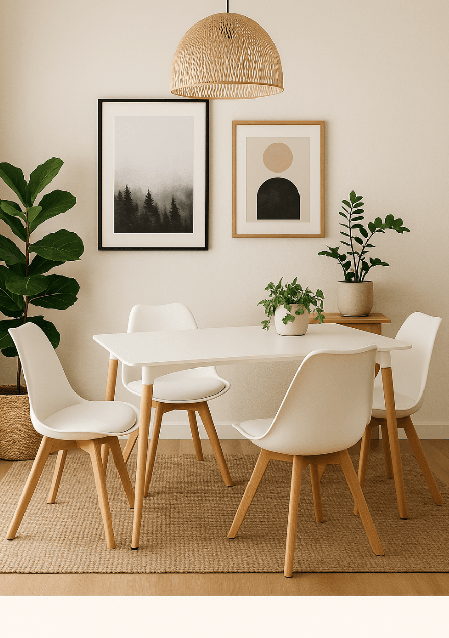 Juego de comedor EAMES + 4 sillas TULIP