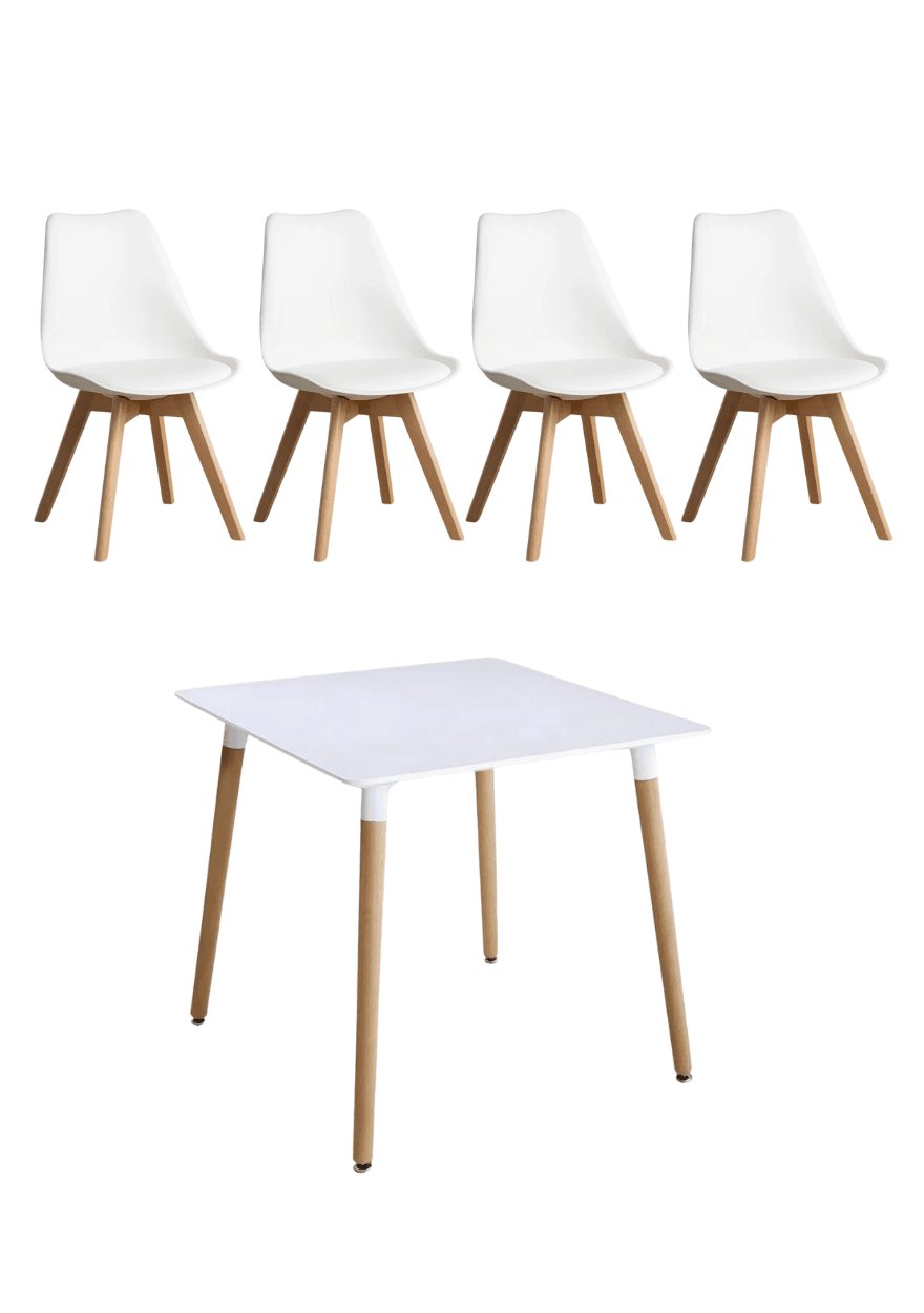 Juego de Comedor Mesa EAMES 80CM + 4 Sillas TULIP