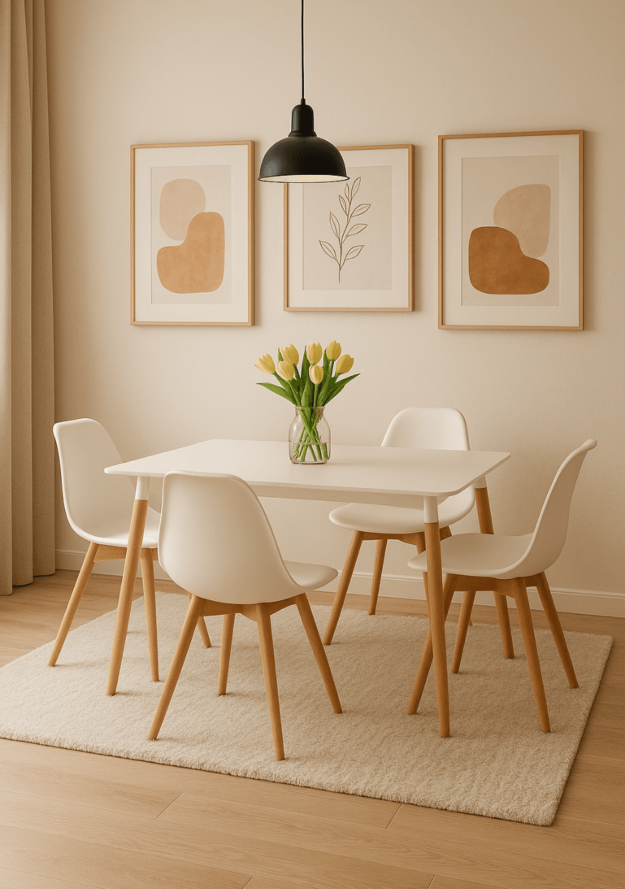Juego de comedor EAMES + 4 sillas ESTOCOLMO