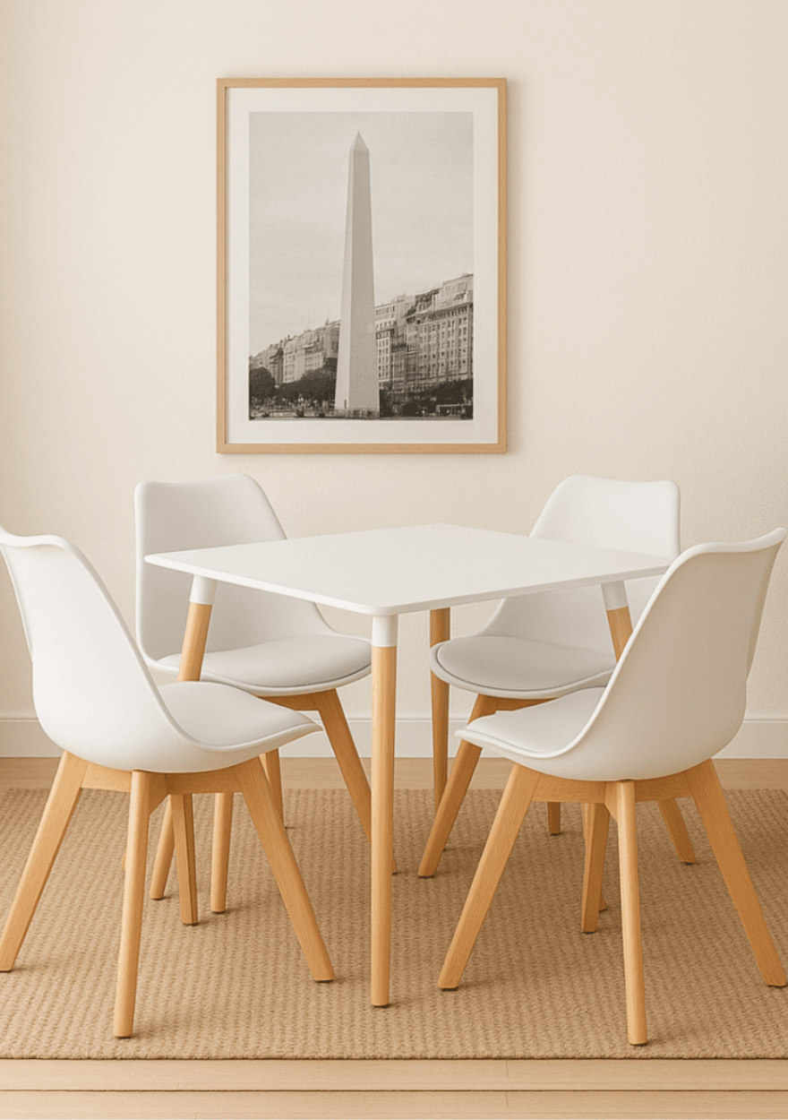 Juego de Comedor Mesa EAMES 80CM + 4 Sillas TULIP
