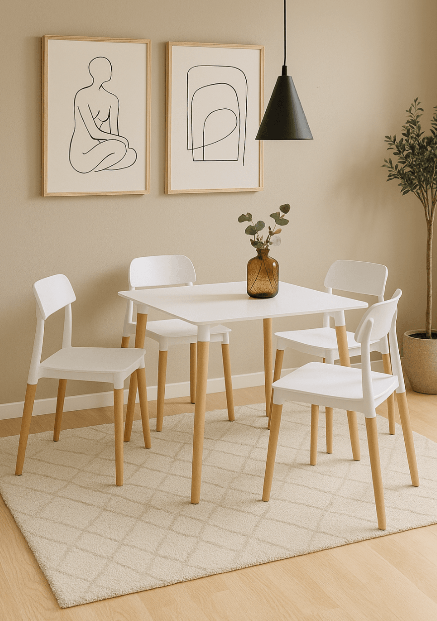 Juego de comedor Mesa EAMES 80CM + 4 Sillas BELLOCH