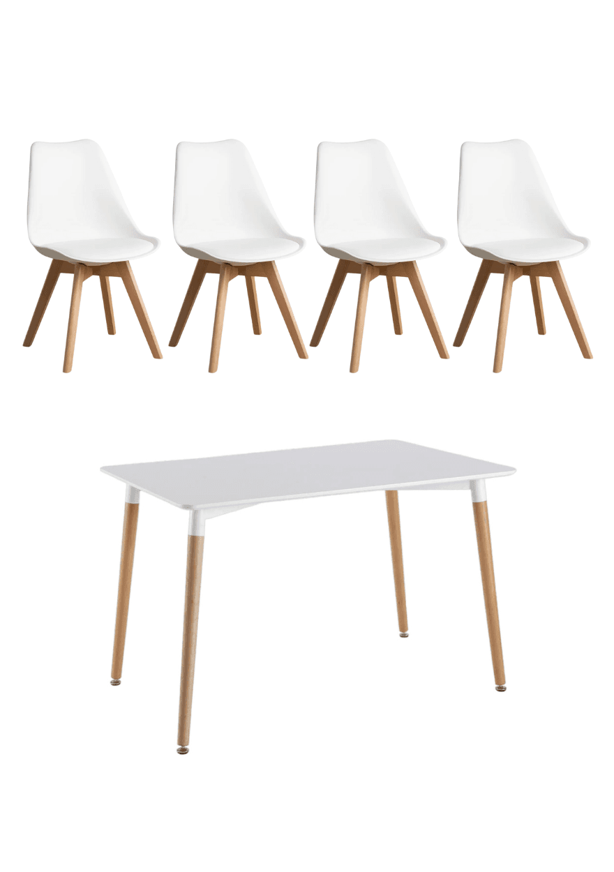 Juego de comedor EAMES + 4 sillas TULIP