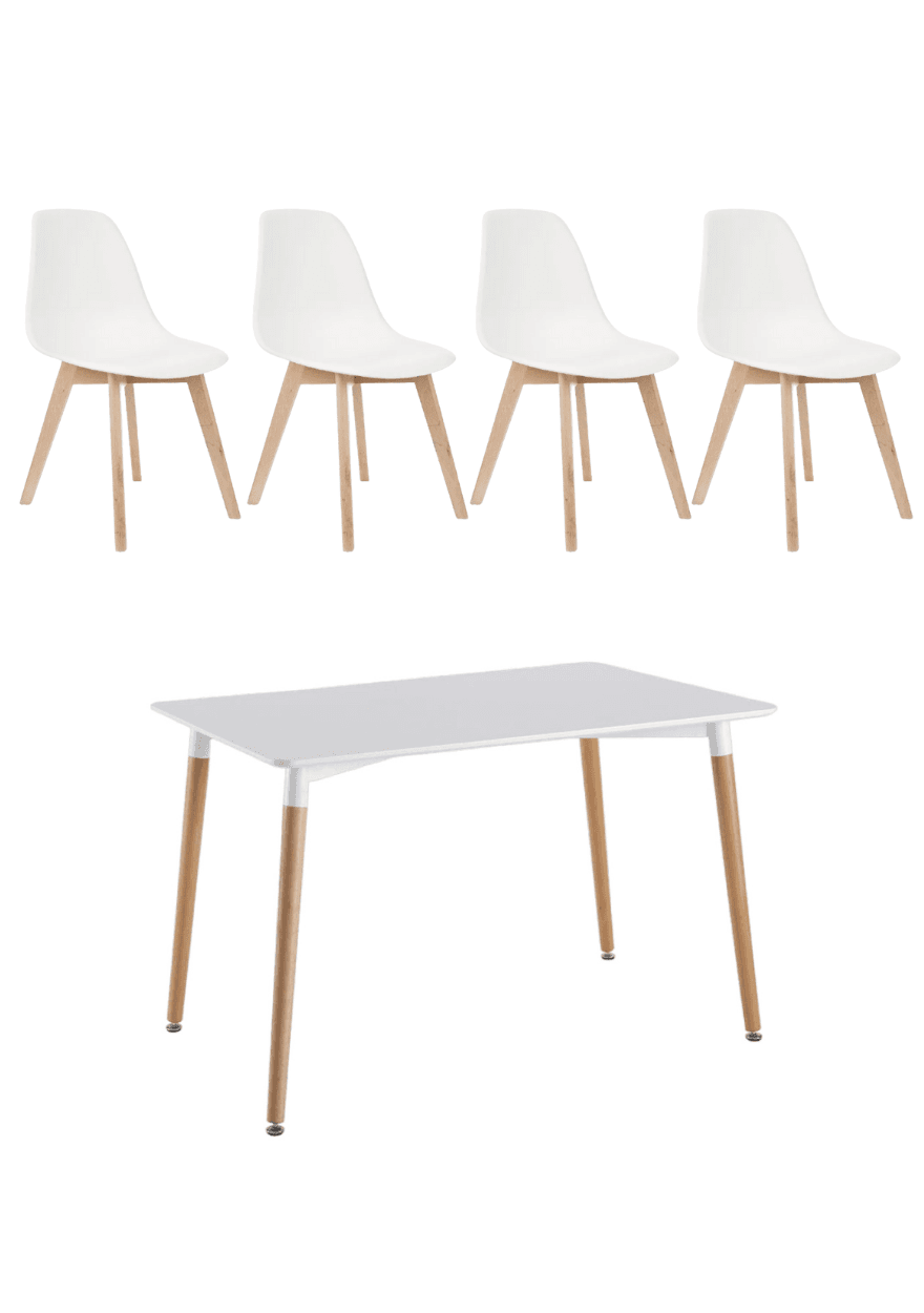 Juego de comedor EAMES + 4 sillas ESTOCOLMO