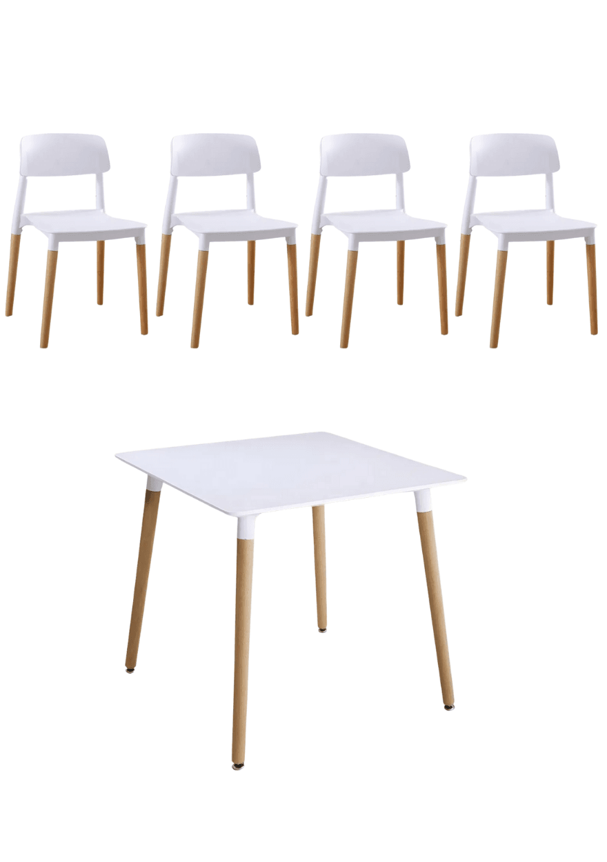 Juego de comedor Mesa EAMES 80CM + 4 Sillas BELLOCH