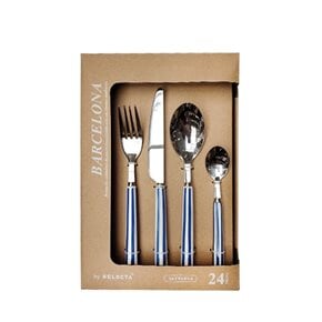 Set 24 piezas cubiertos mango rayas azul 