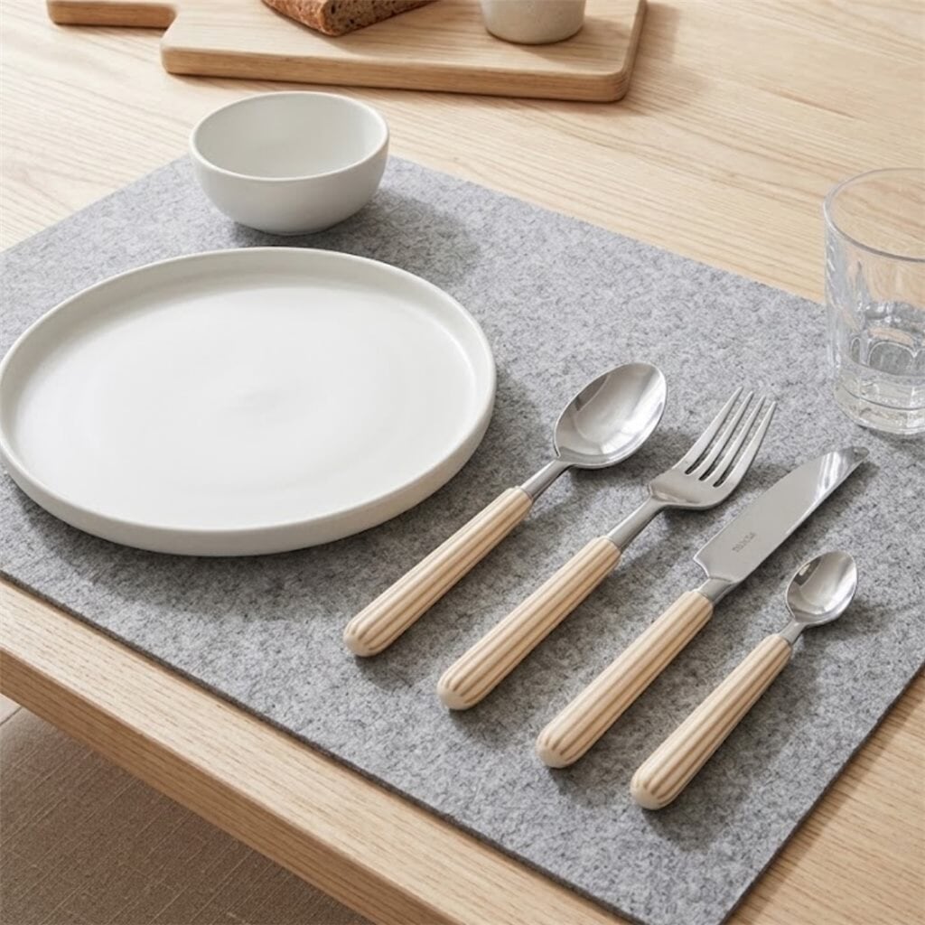 Set 24 piezas cubiertos mango rayas beige 