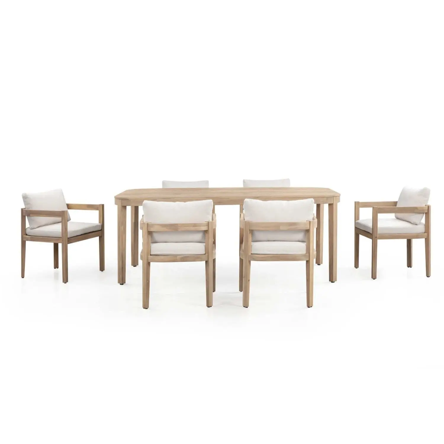 SET DE COMEDOR - MADERA-ACACIA NATURAL-BEIGE CRUZ